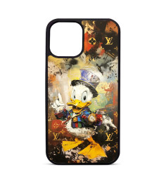 Coque Personnalisée Trop Saint pour iPhone 14 15 16 Pro Max Chic Donald Duck avec Rolex Dorée