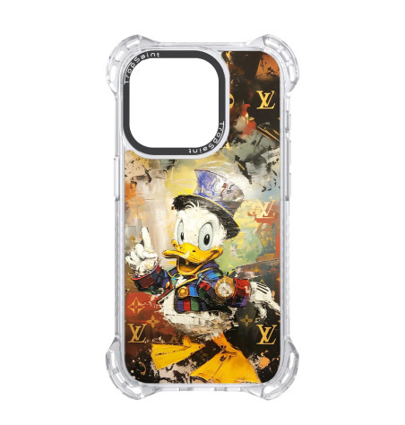 Coque Personnalisée Trop Saint pour iPhone 14 15 16 Pro Max Chic Donald Duck avec Rolex Dorée