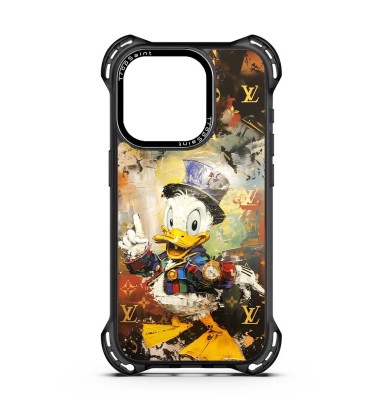 Coque Personnalisée Trop Saint pour iPhone 14 15 16 Pro Max Chic Donald Duck avec Rolex Dorée
