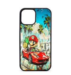 Coque Personnalisée Trop Saint pour iPhone 14 15 16 Pro Max Mario en Ferrari Rouge