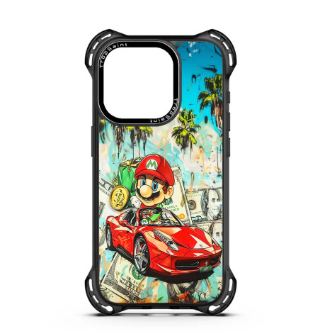 Coque Personnalisée Trop Saint pour iPhone 14 15 16 Pro Max Mario en Ferrari Rouge