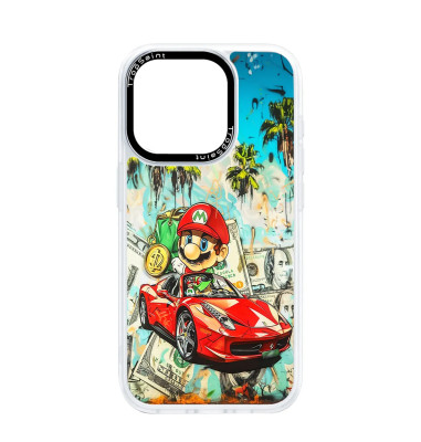 Personalised Case Trop Saint for iPhone 14 15 16 Pro Max Mario in Red Ferrari