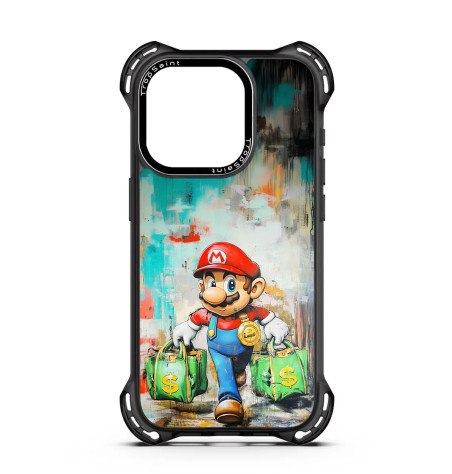 Coque Personnalisée Trop Saint pour iPhone 14 15 16 Pro Max Mario avec sacs d'argent