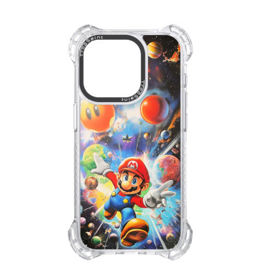 Coque Personnalisée Trop Saint pour iPhone 14 15 16 Pro Max Mario voyage intergalactique