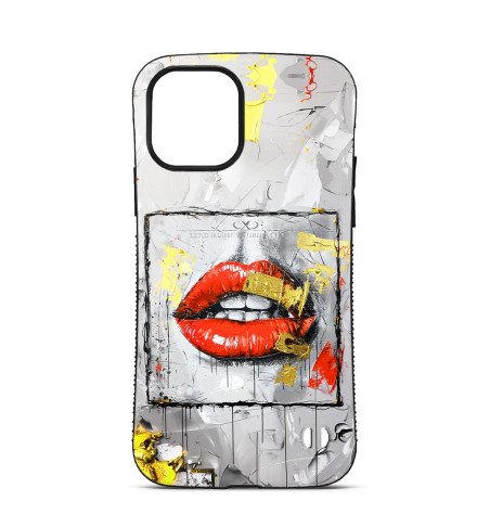 Personalised Case Trop Saint for iPhone 14 15 16 Pro Max Red Lips Silver Background