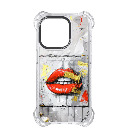 Coque Personnalisée Trop Saint pour iPhone 14 15 16 Pro Max Lèvres Rouges Fond Argent