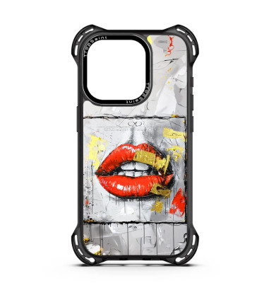 Coque Personnalisée Trop Saint pour iPhone 14 15 16 Pro Max Lèvres Rouges Fond Argent