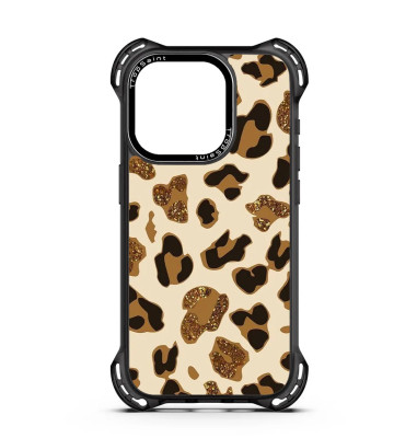 Coque Personnalisée Trop Saint pour iPhone 14 15 16 Pro Max Motif Léopard Beige et Doré