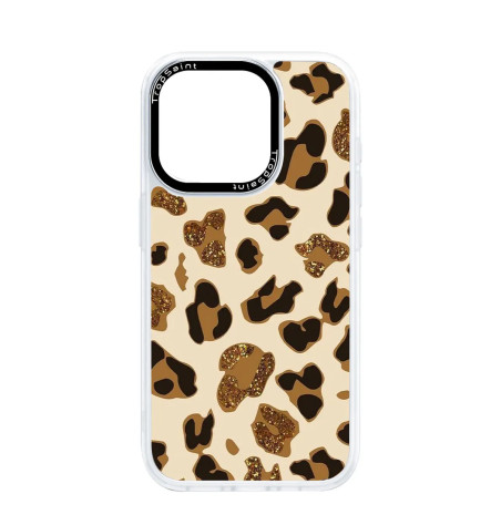Personalised Case Trop Saint for iPhone 14 15 16 Pro Max Beige and Gold Leopard Pattern