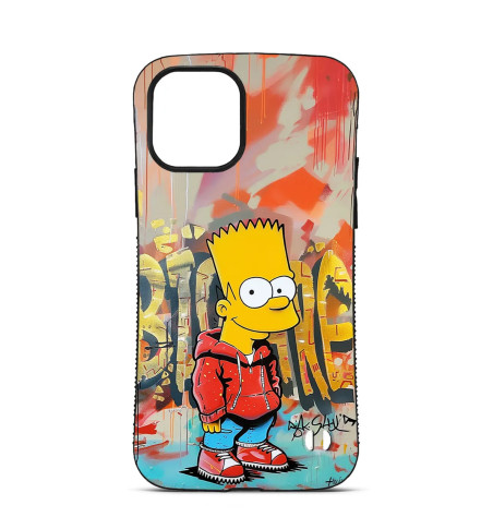 Coque Personnalisée Trop Saint pour iPhone 14 15 16 Pro Max Bart Simpson Graffiti