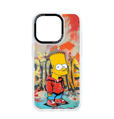 Personalised Case Trop Saint for iPhone 14 15 16 Pro Max Bart Simpson Graffiti