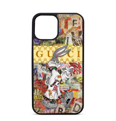 Personalised Case Trop Sain for iPhone 14 15 16 Pro Max Rich Bugs Bunny with Cigar and Gucci Outfit