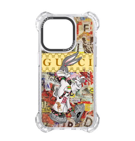 Coque Personnalisée Trop Saint pour iPhone 14 15 16 Pro Max Riche Bugs Bunny avec Cigare et Tenue Gucci