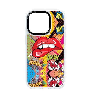 Coque Personnalisée Trop Saint pour iPhone 14 15 16 Pro Max Pop Art Sexy Lèvres