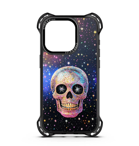 Coque Personnalisée Trop Saint pour iPhone 14 15 16 Pro Max Tête de mort avec des Diamants