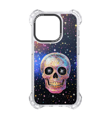 Coque Personnalisée Trop Saint pour iPhone 14 15 16 Pro Max Tête de mort avec des Diamants