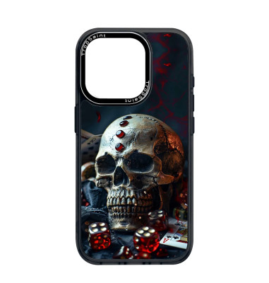 Coque Personnalisée Trop Saint pour iPhone 14 15 16 Pro Max Tête de Mort Poker