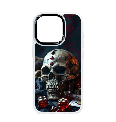 Coque Personnalisée Trop Saint pour iPhone 14 15 16 Pro Max Tête de Mort Poker