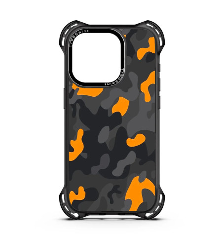 Coque Personnalisée Trop Saint pour iPhone 14 15 16 Pro Max - Motif Camouflage Orange