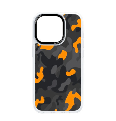 Personalised Case Trop Saint for iPhone 14 15 16 Pro Max - Orange Camouflage Pattern
