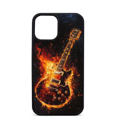 Coque Personnalisée Trop Saint pour iPhone 14 15 16 Pro Max - Guitare en Feu