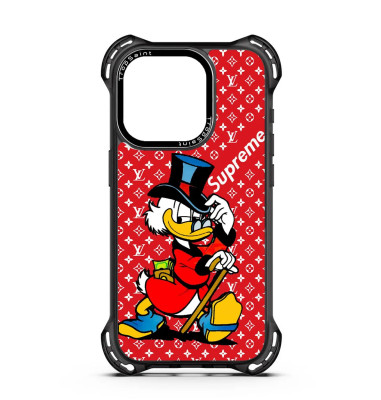 Coque Personnalisée Trop Saint pour iPhone 14 15 16 Pro Max Donald Duck Rouge LV Supreme