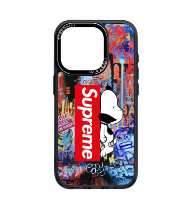 Coque Personnalisée Trop Saint pour iPhone 14 15 16 Pro Max Graffiti Snoopy Supreme