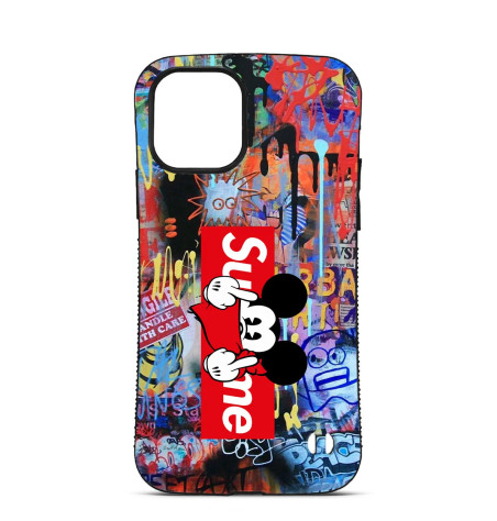 Coque Personnalisée Trop Saint pour iPhone 14 15 16 Pro Max Graffiti Street Mickey Supreme
