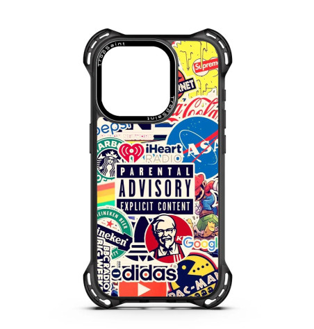 Personalised Case Trop Sain for iPhone 14 15 16 Pro Max Multi Brands Parental Advisory