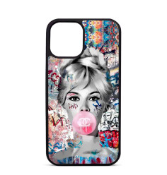 Coque Personnalisée Trop Saint pour iPhone 14 15 16 Pro B.B Sur Fond  LV Argent brigitte bardot