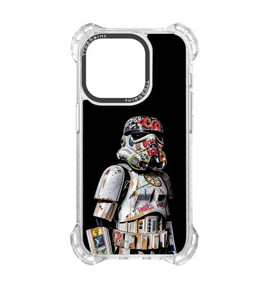 Coque Personnalisée Trop Saint pour iPhone 14 15 16 Pro Max Storm Trooper Star Wars Street Art