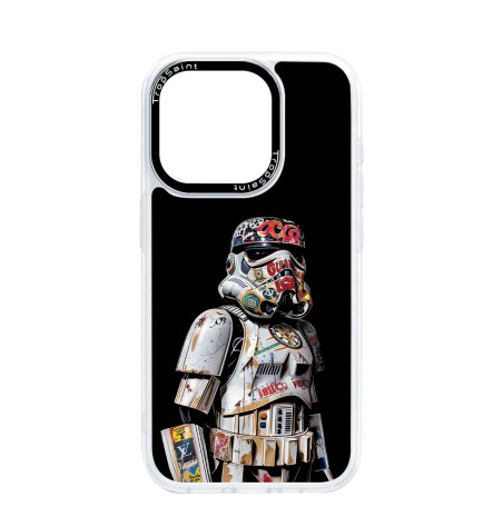 Coque Personnalisée Trop Saint pour iPhone 14 15 16 Pro Max Storm Trooper Star Wars Street Art Coque Personnalisée Trop Saint pour iPhone 14 15 16 Pro Max Storm Trooper Star Wars Street Art