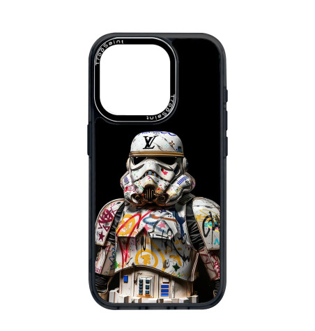 Coque Personnalisée Trop Saint pour iPhone 14 15 16 Pro Max Dark Vador Star Wars STreet Art Louis Vuitton