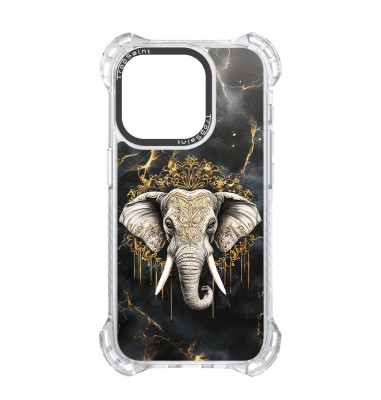 Coque Personnalisée Trop Saint pour iPhone 14 15 16 Pro Max Tattoo Elephant Marbre doré