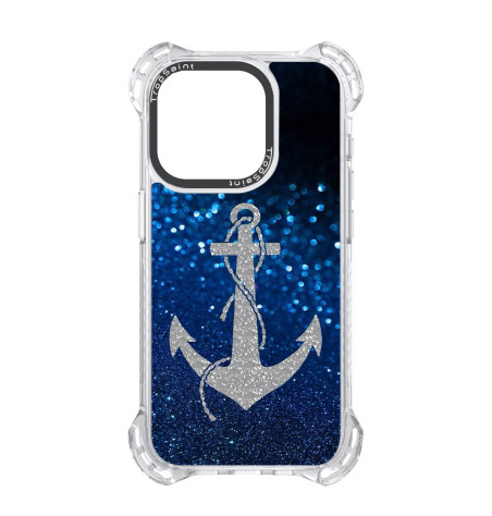 Personalised Case Trop Saint for iPhone 14 15 16 Pro Max Silver Anchor Blue Glitters