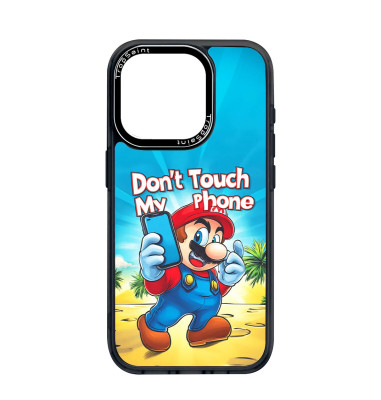 Personalised Case Trop Saint for iPhone 14 15 16 Pro Max Super Mario Don't Touch My Phone