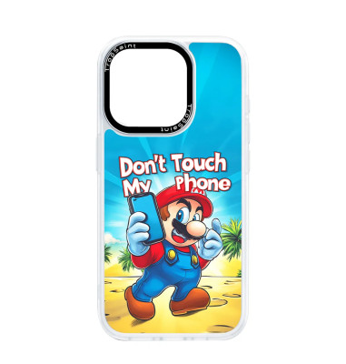 Coque Personnalisée Trop Saint pour iPhone 14 15 16 Pro Max Super Mario Don't Touch My Phone