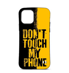 Coque Personnalisée Trop Saint pour iPhone 14 15 16 Pro Max Noir et Jaune Dont Touch My Phone 2