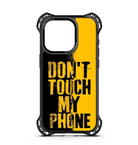 Personalised Case Trop Saint for iPhone 14 15 16 Pro Max Black and Yellow Dont Touch My Phone