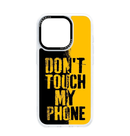 Personalised Case Trop Saint for iPhone 14 15 16 Pro Max Black and Yellow Dont Touch My Phone