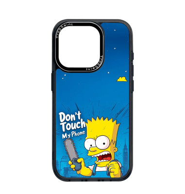 Coque Personnalisée Trop Saint pour iPhone 14 15 16 Pro Max Bart Simpson Don't Touch My Phone