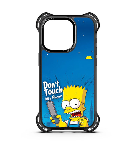 Personalised Case Trop Saint for iPhone 14 15 16 Pro Max Bart Simpson Don't Touch My Phone