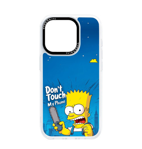 Personalised Case Trop Saint for iPhone 14 15 16 Pro Max Bart Simpson Don't Touch My Phone