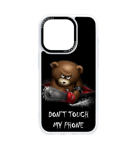 Personalised Case Trop Saint for iPhone 14 15 16 Pro Max Chainsaw Bear Don't Touch My Phone
