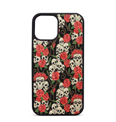 Coque Personnalisée Trop Saint pour iPhone 14 15 16 Pro Max Coco Tête de mort avec Fleurs