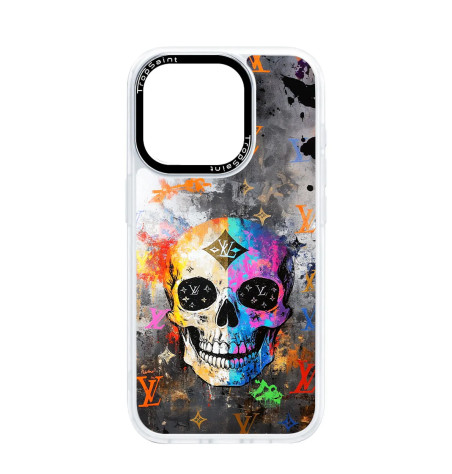 Personalised Case Trop Saint for iPhone 14 15 16 Pro Max Street Art Skull Louis Vuitton
