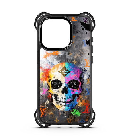 Personalised Case Trop Saint for iPhone 14 15 16 Pro Max Street Art Skull Louis Vuitton