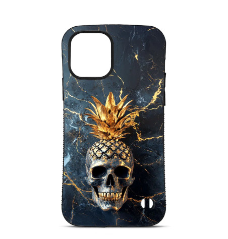 Coque Personnalisée Trop Saint pour iPhone 14 15 16 Pro Max Tête de mort Ananas Marbre Doré