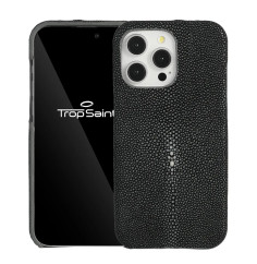 Coque Grise Foncée en Galuchat pour iPhone | Trop Saint