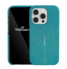 Coque Turquoise en Galuchat pour iPhone | Trop Saint